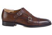Men’s Double Monk Strap Shoes Cognac Patina - LANGFORD
