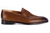 Men’s cognac patinated calf leather loafers - CANNERO