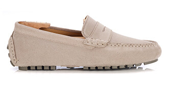 Men's Greige Suede Driving shoes - FERGUSON