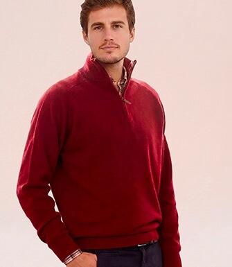 Dark Red half-zip wool sweater - KENNETH