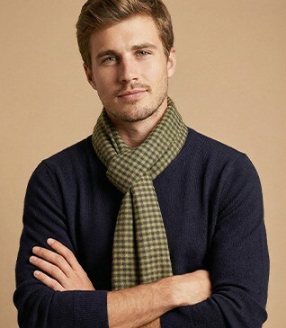 Men’s Wool Scarf – Camel, Navy and Green