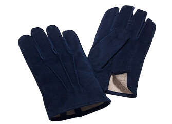 Men's gloves in navy goatskin suede