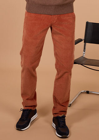 Men's rust corduroy chino trousers - NORMAN