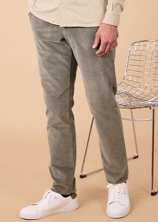Green Eucalyptus Men's corduroy chinos - NORMAN