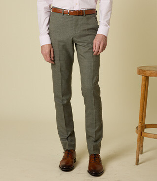 Men's Light Khaki Melange Suit Trousers - LAZARE