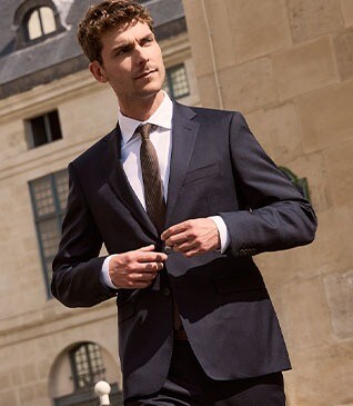Men's Suit Jacket - Navy Blue - LAZARE