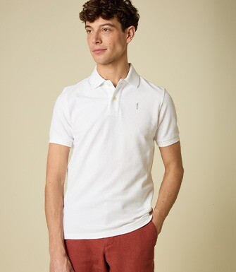 White Men's cotton polo shirt - ANDY II