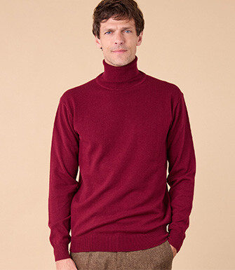 Men's roll-neck jumper – Burgundy - EMERIC