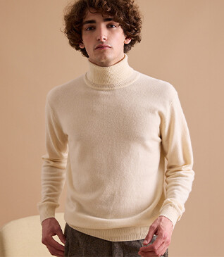 Ecru wool roll-neck jumper - EMERIC
