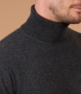 Grey Anthracite wool roll-neck jumper - EMERIC