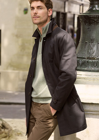 Men's black water repellent trench coat - AURÈLE II