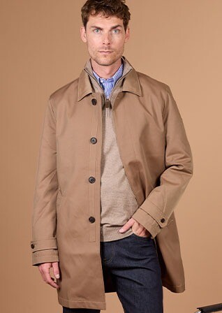 Dark Beige Men's trench coat - AURÈLE II