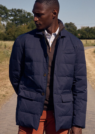 Men's navy lightweight goose down parka - NILSEN