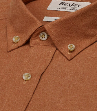 Men's plain rust flannel shirt - ALEXANDER