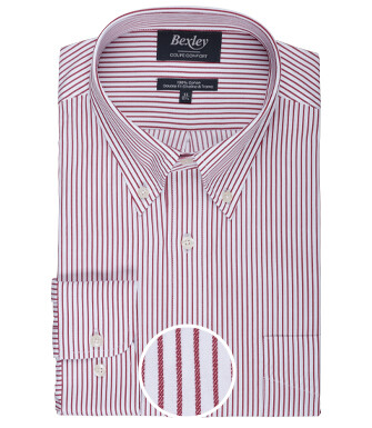 White shirt with red stripes and chest pocket - BRODERICK