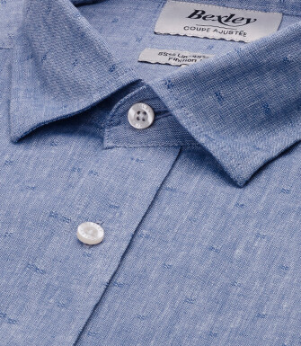 Men’s Patterned Blue Chambray Shirt - SILBERT