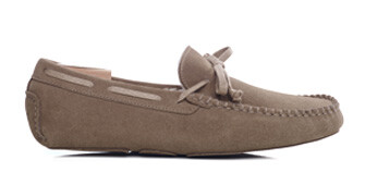 Taupe Suede Wool Lining Moccasin slippers