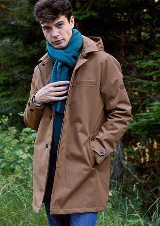 Brown padded Men's trench coat - AURESTILDE