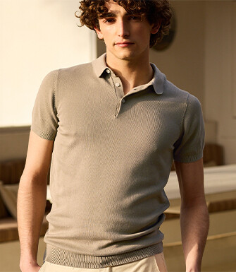 Taupe men's polo shirt - BRAIDEN
