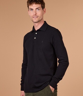 Black Men's long sleeve polo shirt - ALEC II ML