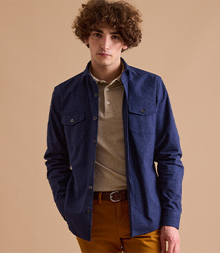 Navy Flannel over shirt - THÉODÉRIC