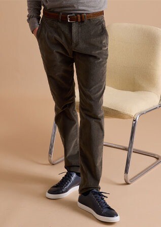 Olive Men's velvet chinos - KINSLEY