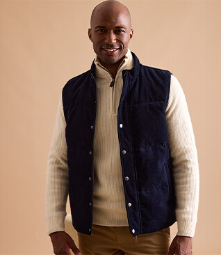 Navy Corduroy Down Gilet - HILMAR