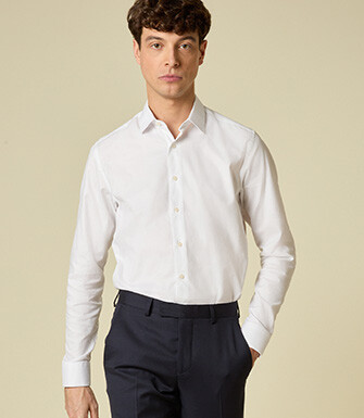 Men’s white plain cotton shirt - LUDIVIEN CLASSIC