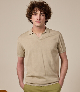 Men’s Dress Knit Polo Shirt Without Buttons String - BRAVEN
