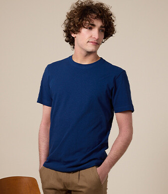 Men's T-Shirt Cotton/Linen - Indigo - ENIAS