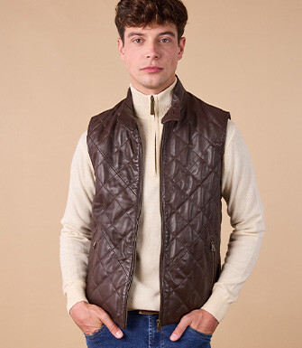 Chocolate leather Down Jacket - NICKELSON