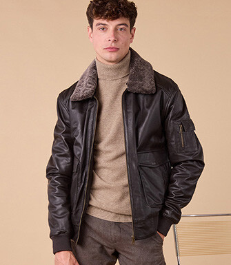 Men’s chocolate aviator jacket - TYLER II