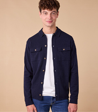 Knitted Overshirt – Navy - WARRICK