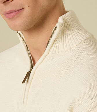 Zip-neck jumper - Ecru - VALDRIK