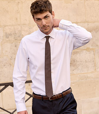 Men's white textured dobby shirt - BIAGIO