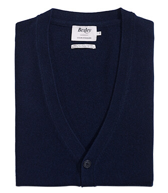 Men's navy buttoned lambswool cardigan - OWEN III