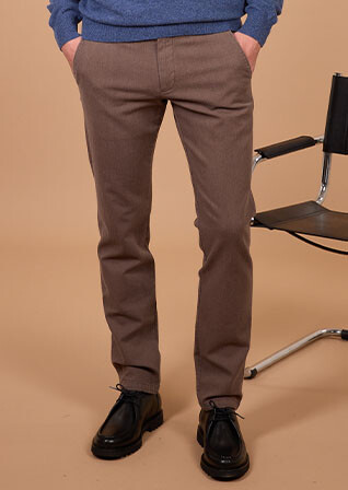 Men's brown herringbone chino trousers - KENYON