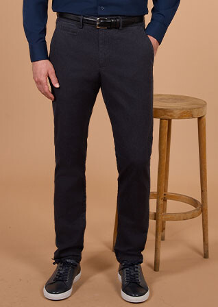 Men's anthracite herringbone chino trousers - KENYON