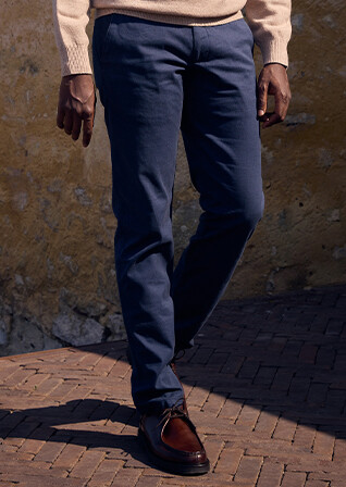 Men's navy herringbone chino trousers - JORDEN II