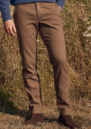 Men's camel wool flannel chino trousers - KYVERS