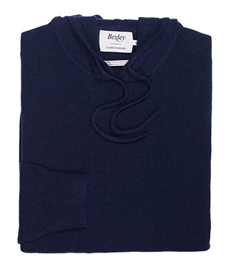 Men's navy lambswool hoodie jumper - HOODRICK