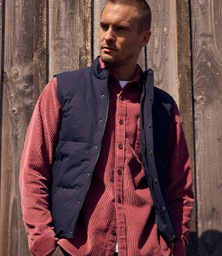Men's sleeveless navy canvas down gilet - HILMAR TOILE