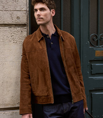 Men's havana suede leather jacket - NEESON