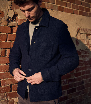 Men's navy boiled wool overshirt jacket - KENDRIS