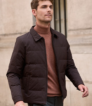 Men's lightweight brown goose down jacket - ELLIS