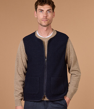 Men's navy sleeveless wool gilet - KAYN