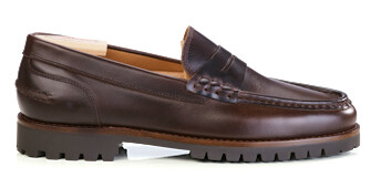 Men's chocolate pull-up leather loafer - BROOKER