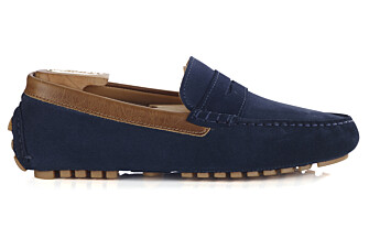 Navy Suede with Chestnut Trim - Men's Driving Moccassins - FERGUSON