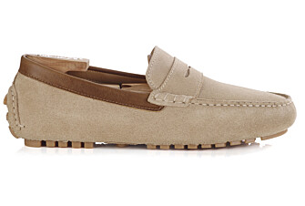 Beige Suede with Chestnut Trim - Men's Driving Moccassins - FERGUSON