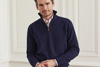Navy half-zip wool jumper - KENNETH